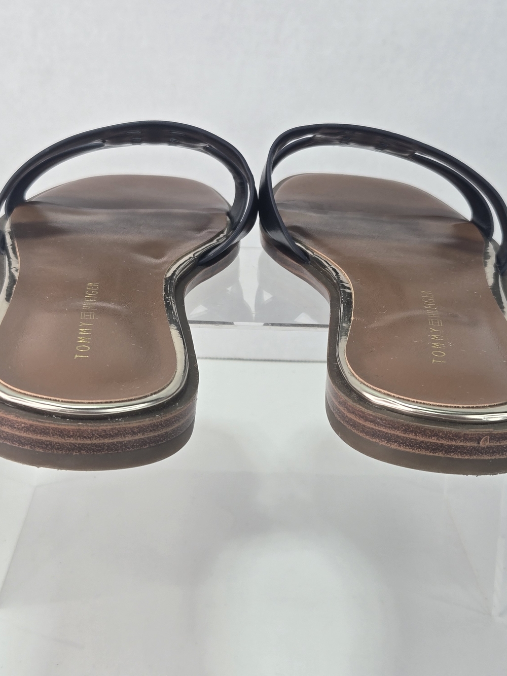 Tommy Hilfiger Terenz Navy Leather Slide Sandals Women's Size 9 - Picture 3 of 12